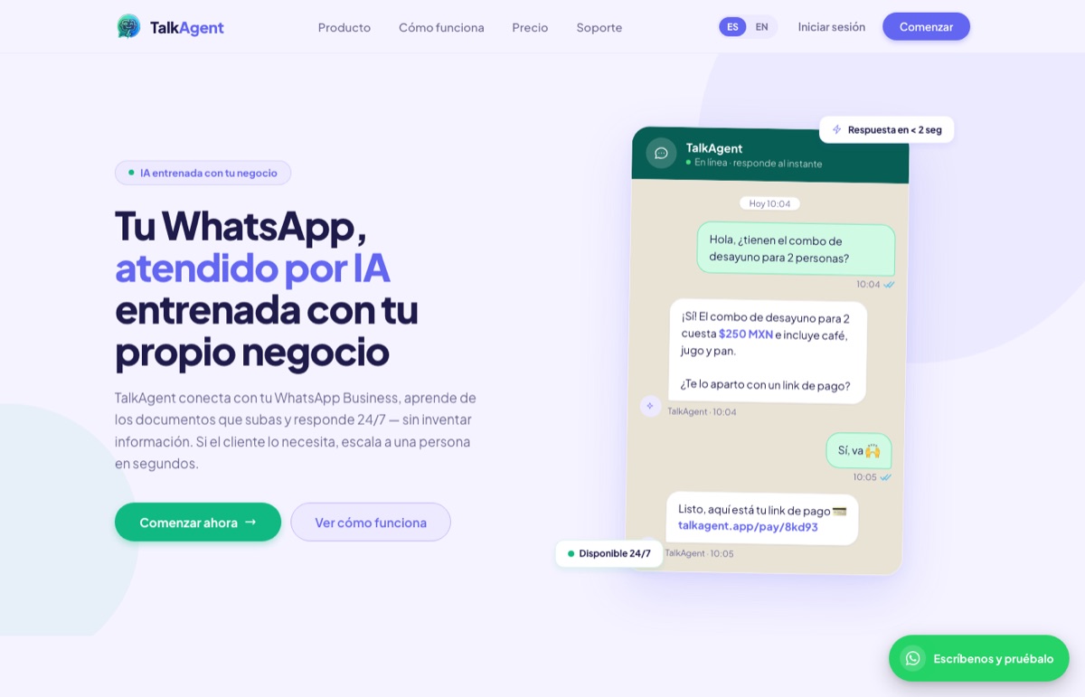 TalkAgent product screenshot